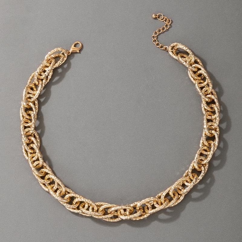 Jewelry Trend Hip Hop Exaggerated Necklace, Thick Chain Single Layer Metal Clavicle Chain Necklace
