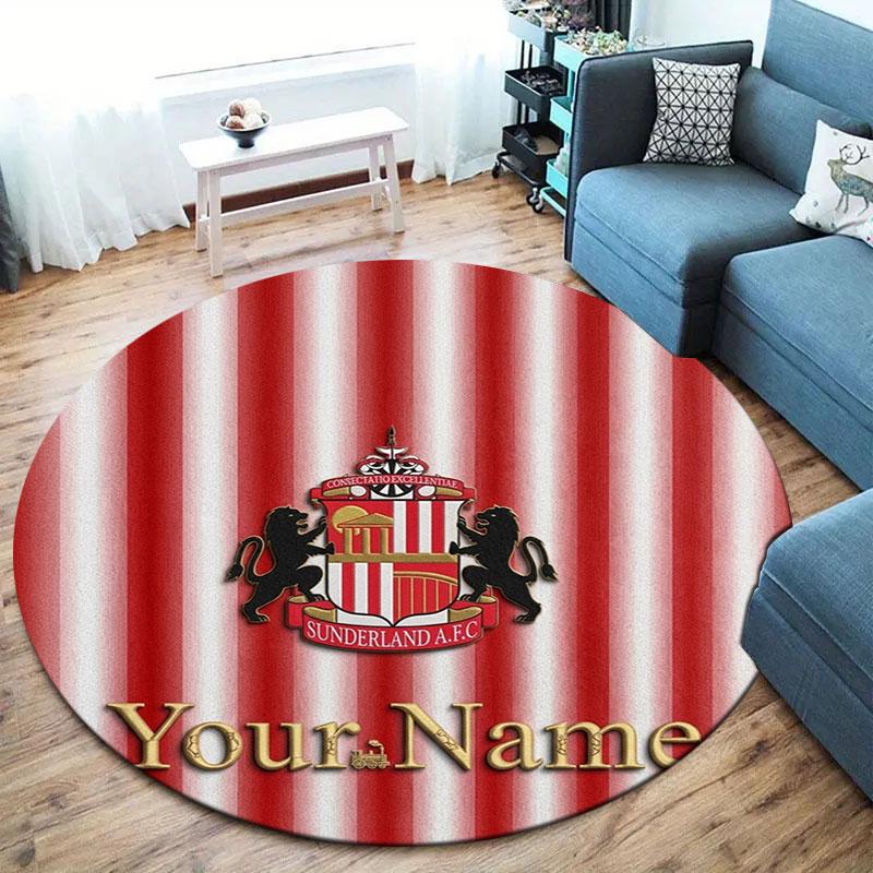 Sunderland A.F Custom Name Round Area Rug,Carpet Rug for Living Room Bedroom Sofa Playroom Decor,Non-slip Floor Mat