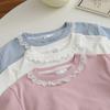 Girls Summer Lace Ruffle Peter Pan Collar Short Sleeve T Shirt Casual Top