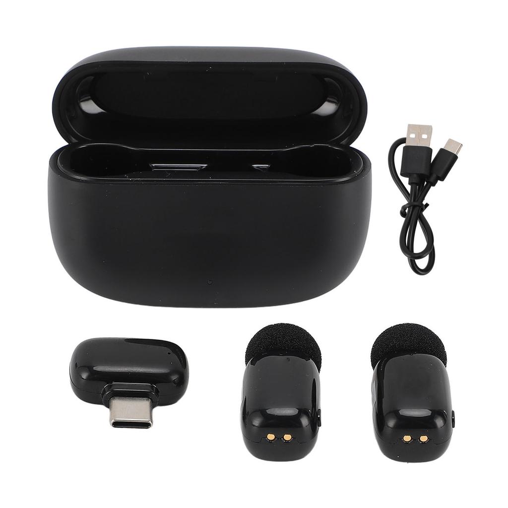 Wireless Lavalier Microphone Type C Clear Sound Noise Cancelling Portable Lapel Mic for Singing