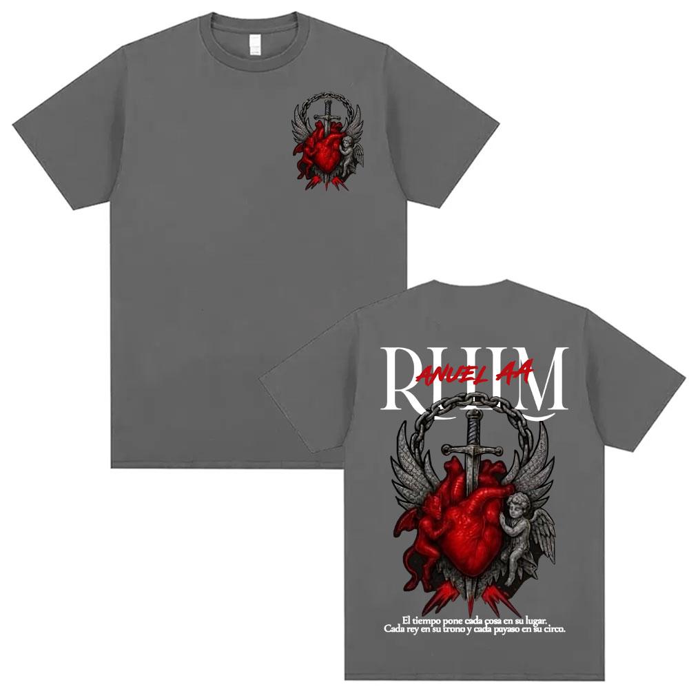 Rapper Anuel AA Rhlm 2 Album Tour Graphic T-shirts Men's Clothing Oversized Hip Hop Short Sleeve Summer O-Neck Comfort T Shirts