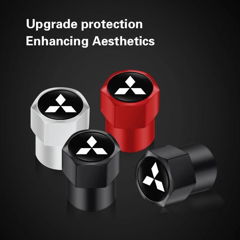 4PCS Car Tire Valve Caps Metal Wheel Dust Covers Accessories for Mitsubishi Outlander L200 Pajero Sport