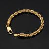 USA 6mm 18k Gold Plated Twist Rope Chain Tarnish Free Jewelry Stainless Steel Chunky Thick Twisted Rope Bracelet for Men Women