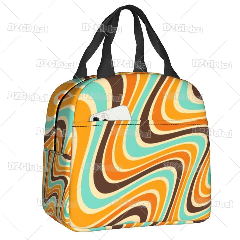Liquid Swirl Abstract Pattern In Sage Green Insulated Lunch Bag Geometric Art Cooler Thermal Bento Box For Women Kids Food Bags