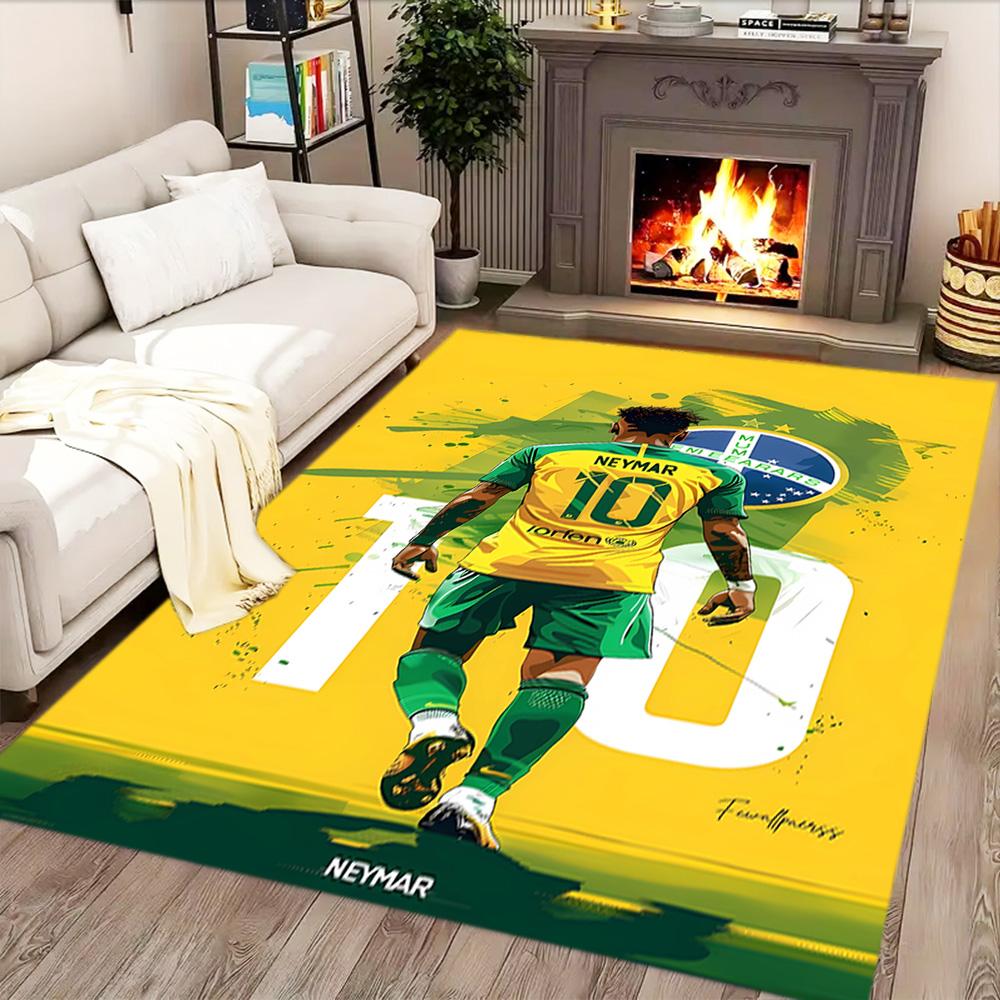 Brazilian Football Stars rug for living rooms, bedrooms, home décor, and as gifts.
