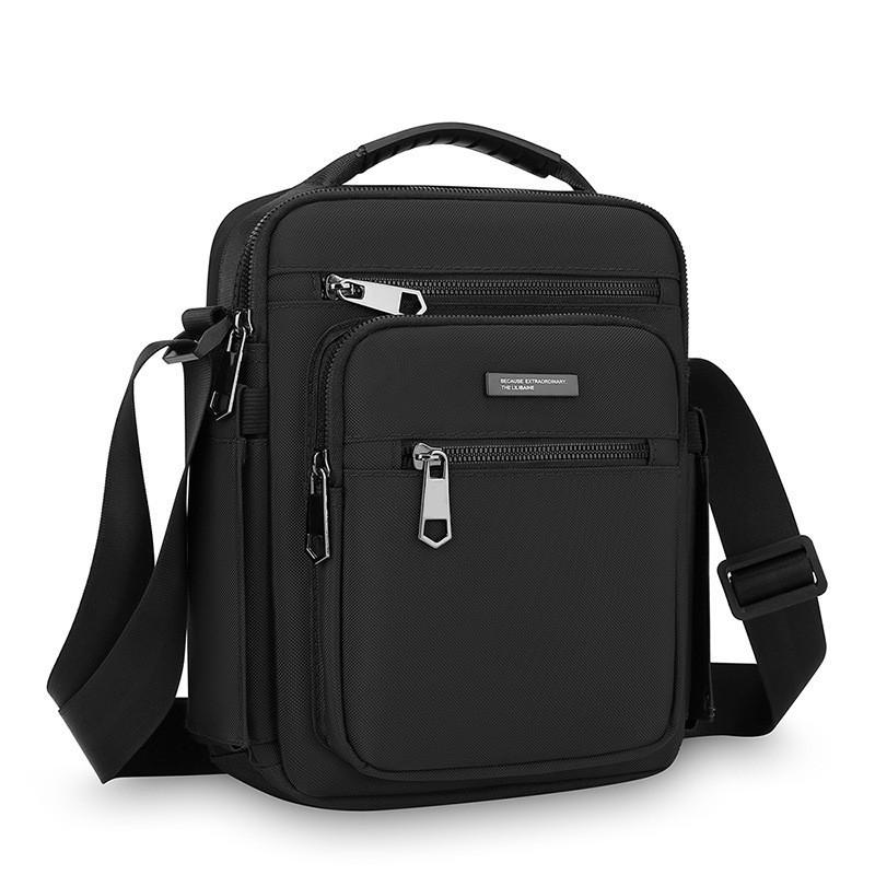 New Minimalist Men s Crossbody Bag Large Capacity Single Shoulder Handbag Oxford Cloth Multi Compartment Business Commuting 26x8x21 чёрный