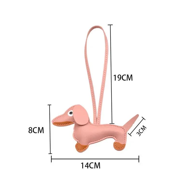 Custom Leather Keychain Cute Sausage Dog Laser Personalize Number Cartoon Puppy Kering Car Key Chain Ring for Couple