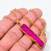 Roze Hemimorfiet Druzy Edelsteen 925 Sterling Zilver Sieraden Ketting 20" KJ-649