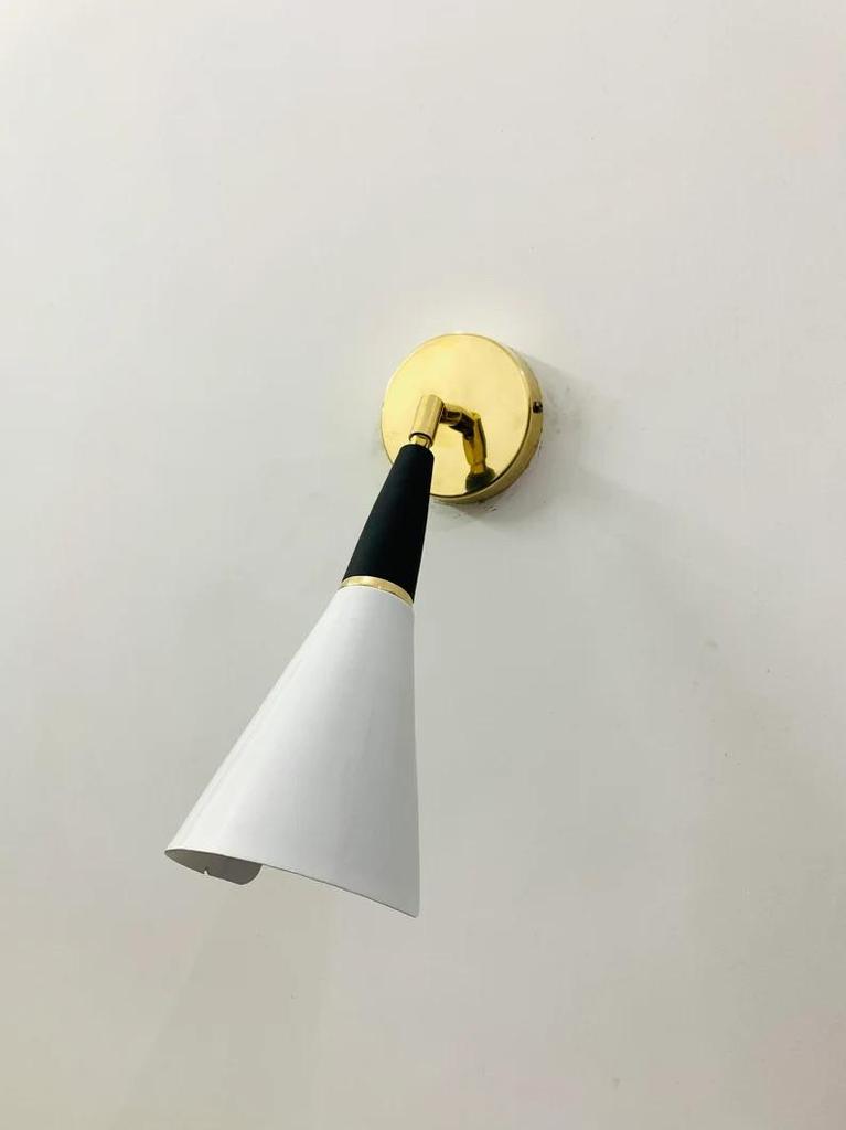 Custom Brass Diabolo Wall Sconce: Mid Century Bedside Lamp