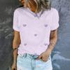 Simple and Personalized Heart Printed Short Sleeved Round Neck T-shirt for Women's Summer Casual Fashion Versatile Daily Top