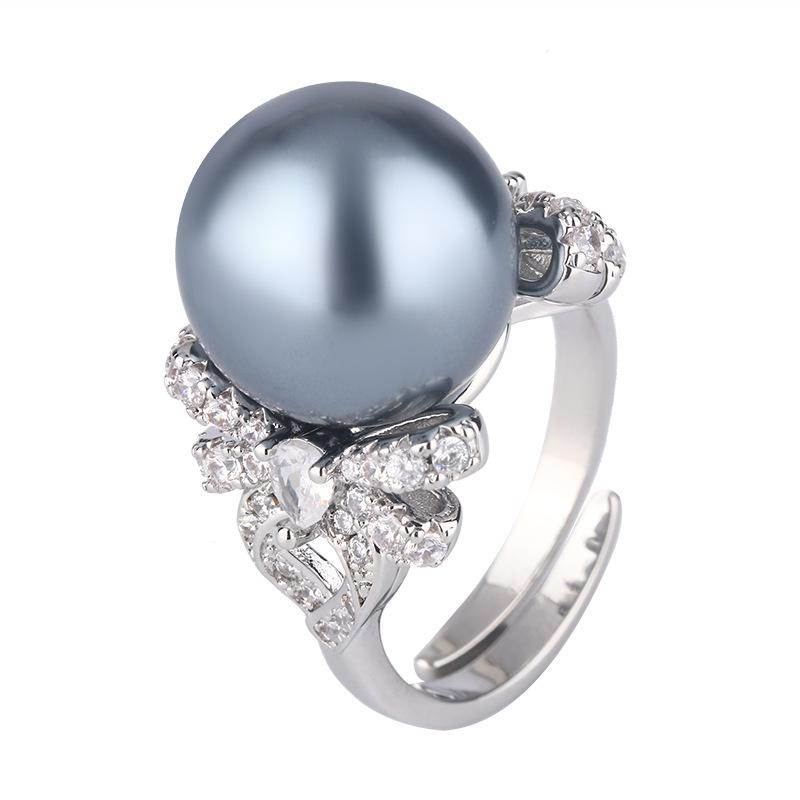 Jewelry Copper Bottom Gold Plated Bow Diamond Ring 14Mm