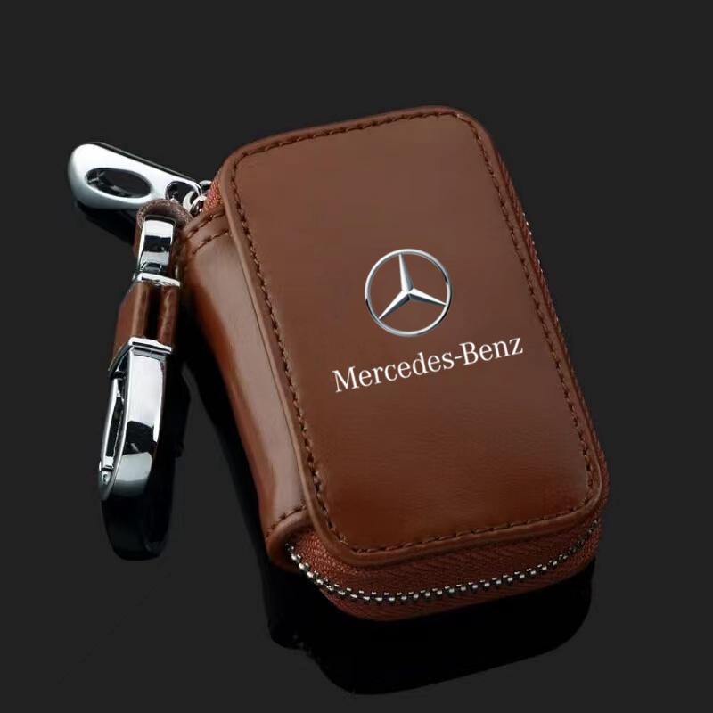 D4Car Key Bag Zipper Case Leather Key Fob Pouch For Mercedes benz E GLK CLS A W204 W213 W221 ML ABR Apple Tree c200 Accessories