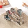 Soup Spoons Japanese Ceramic Kitchen Tableware Long-Handled Spoon Creative Retro Flower Print  Household Tableware Set Spoon