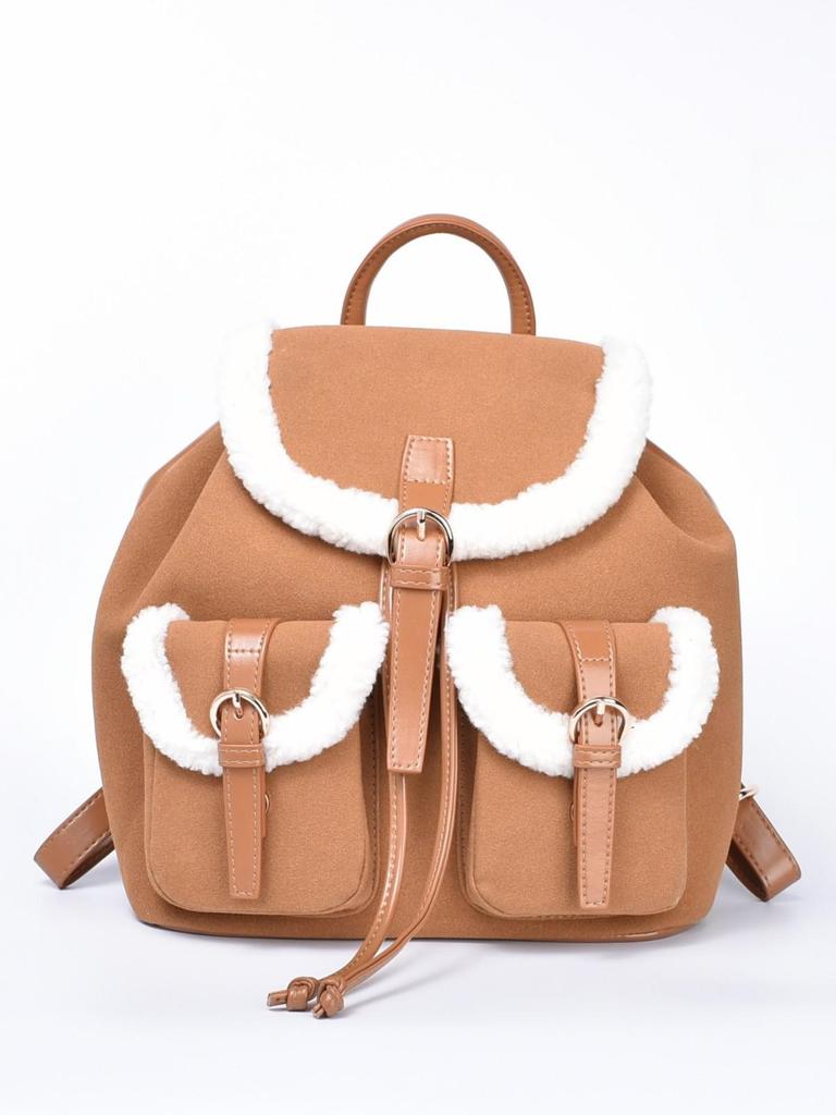 Rucsac de pluș de înaltă calitate pentru femei, iarna 2025: Stil colegial, Lux discret pentru călătorii și navetă