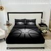 3PC Basketball Court Bed Sheet, Fitted Sheet*1+Pillowcases*2, Suitable For Bedrooms And Guest Rooms, Comfortable And Soft Fabric