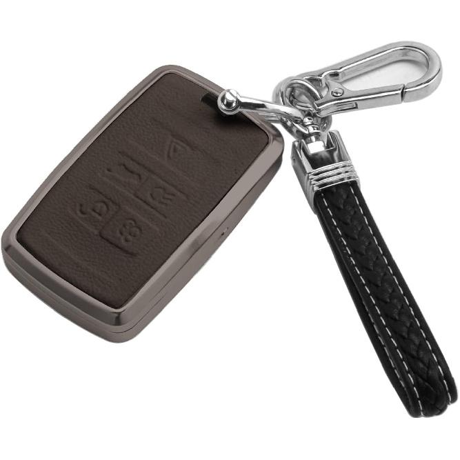 

Land Rover Key Fob Cover,Compatible with Land Rover Jaguar Range Rover Evoque Velar Discovery XE XF XJ F-Pace F-Type Metal Leather Brown