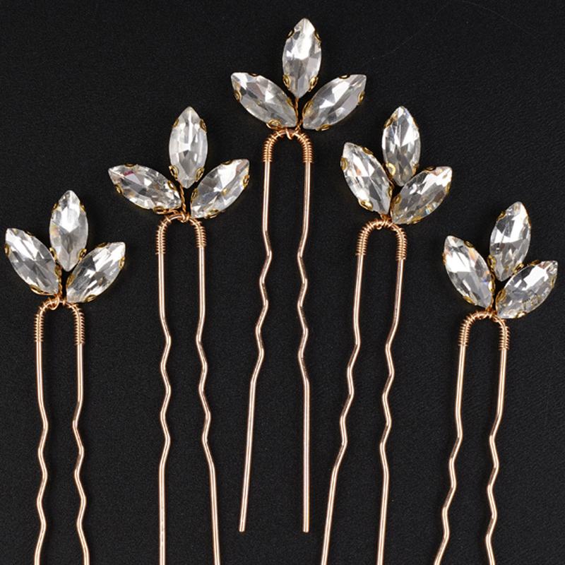 5 Pcs Rhinestones Little Simple Bride Wedding Hair Pins Silver Bridal Hair Piece Wedding Hair Accessories for Women and Girls