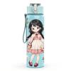 1PC White Dress Girl Red Flower Pattern 750ml Color Plastic Sports Water Bottle Leakproof Flip Straw Lid Suitable for Sports Office Home Use