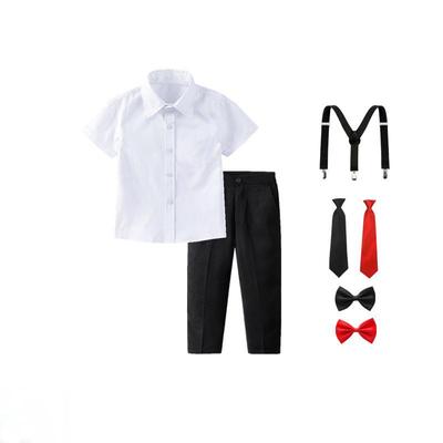 Jungen Weißes Hemd & Schwarze Shorts Sommer-Set - Kurzärmelige Funktionskleidung