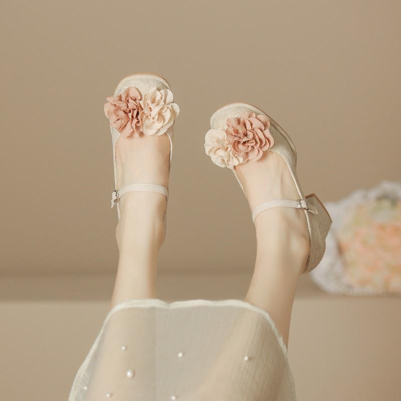 

Mary Jane shoes women s 2024 new national style single shoes round head with sandals women s thick heels light mouth high heels women 34