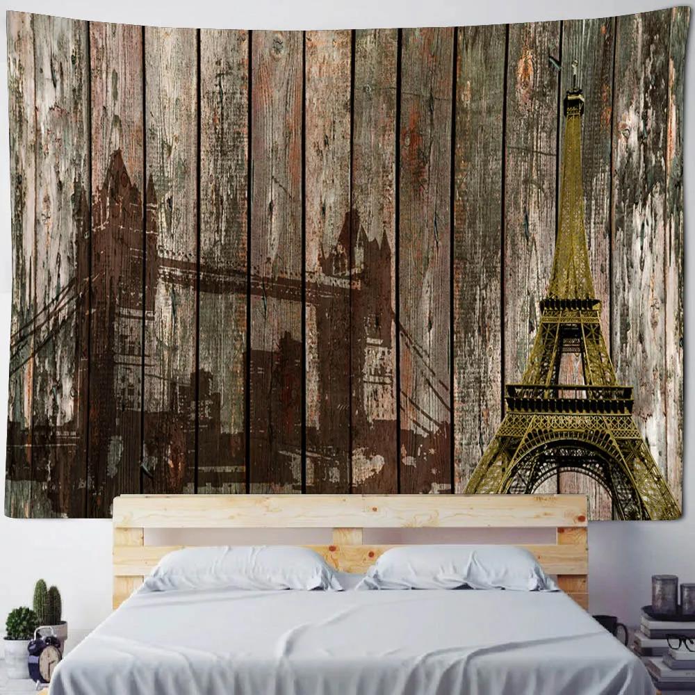 Eiffel Tower Landscape Tapestry Wall Hanging Vintage Style Background Cloth Home Decoration Living Room Dormitory Decoration