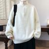 Mens Oversized Half-Zip Turtleneck Sweater Loose Fit Casual Knit Pullover Winter Streetwear