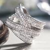 Huitan Charming Women Ring Full Bright Cubic Zirconia Luxury Party Lady Accessories Cross Design Fashion Engagement Chic Jewelry