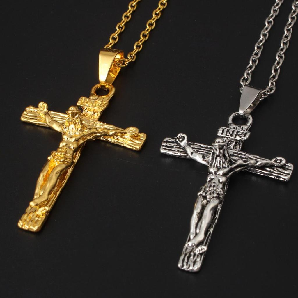 Christian Ornament Men Jesus Cross Vintage Necklace