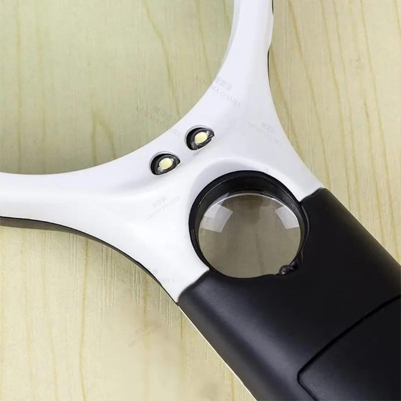 45X Portable Handheld Magnifying Glass Magnifier 3 LED Light, Reading Lens Jewelry Loupe, Practical for Seniors Daily Reading