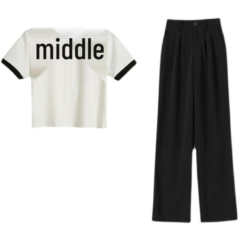 2025 Women's Petite Casual Suits: Mature & Goddess Style Wide-Leg Pants Two-Piece