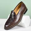 New Men Formal Leather Shoes British Style Tassels Loafers Pointed Toe Breathable Non-Slip Business Casual Wedding Office Shoes