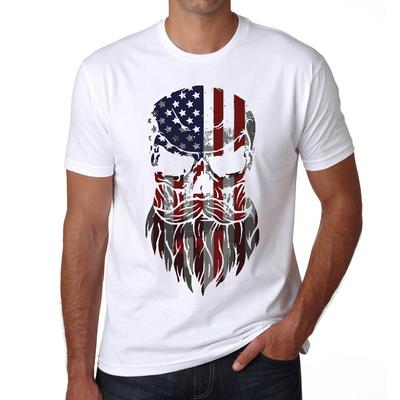 Men's T-Shirt - Bearded Skull - US American Flag Patriotic Shirt