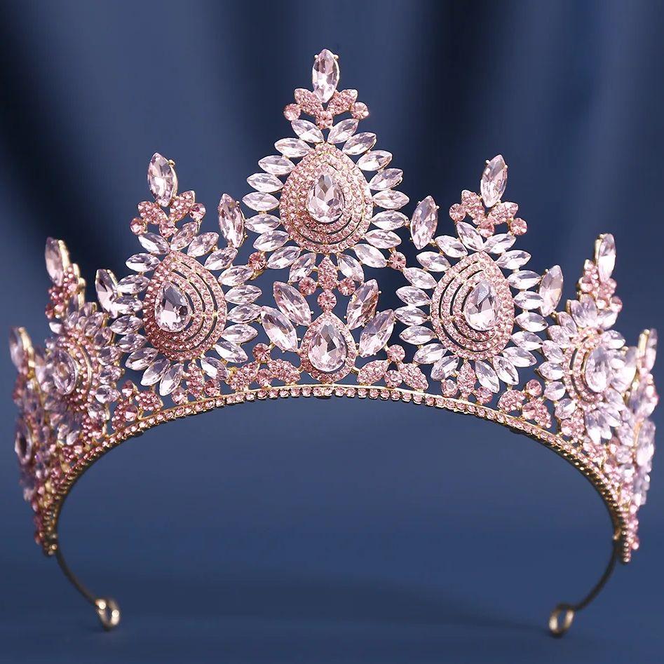DIEZI Vintage Fashion Luxury Opal Rhinestone Crystal Tiara For Women Wedding Party Elegant Bridal Bride Crown Hair Accessories