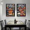 Arte de graffiti, comida deliciosa, pintura en lienzo, sándwich, pizza, hamburguesa, arte de pared de cocina, póster, comedor, decoración del hogar, mural sin marco