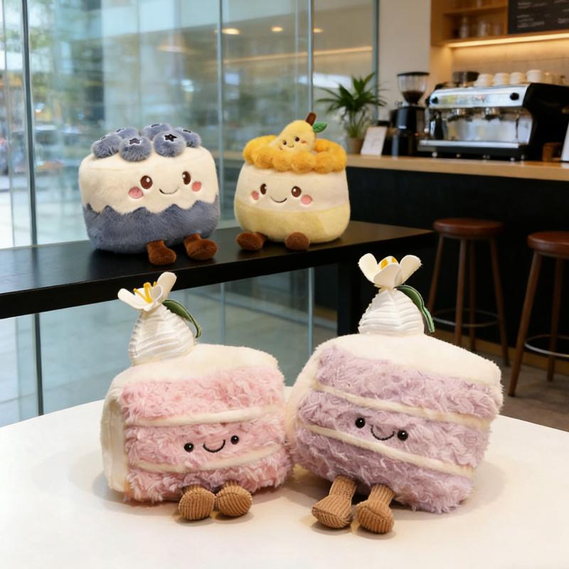 Cake Plush Toys Pink Strawberry Blueberry Chocolate Mango Cake Soft Stuffed Food Doll Lovely Plushie Perfect Gifts Boys Girls