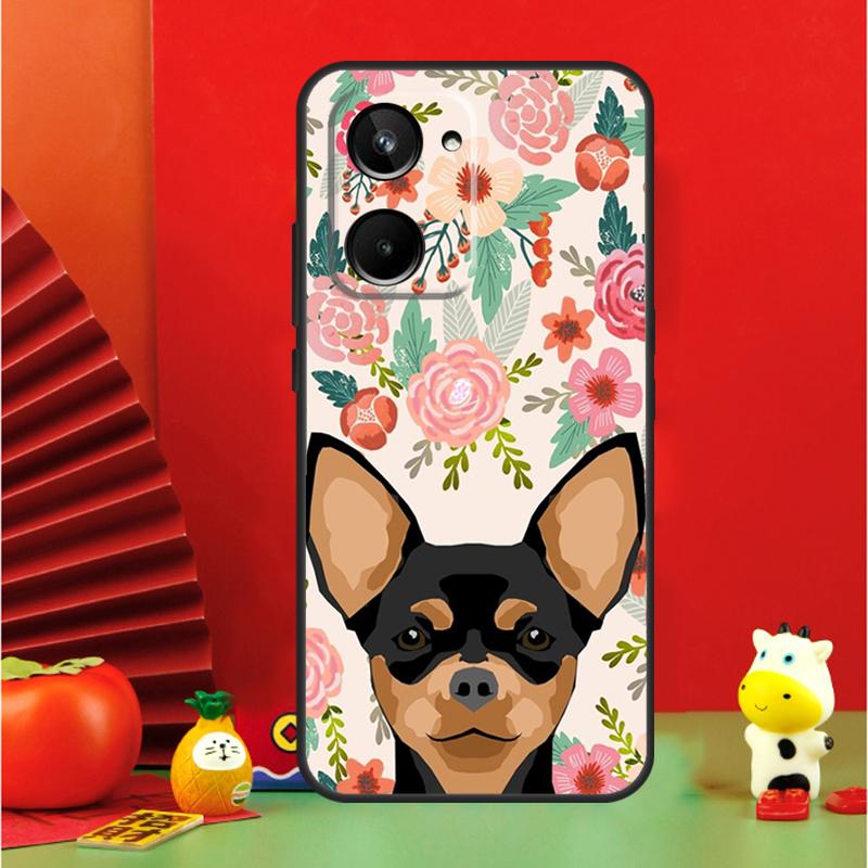 Chihuahua Face Floral Dog For Realme C35 C53 C55 C67 GT Neo 6 GT5 9 10 11 12 Pro Plus C25S C21Y C30 C31 C33 C51 Case