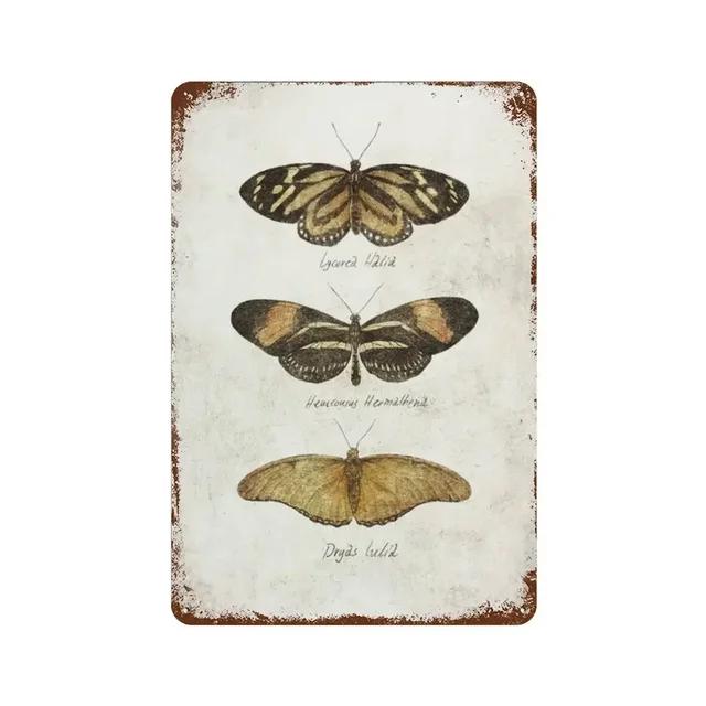 Vintage Butterfly Insect Plant Collection Chart Metal Tin Sign Retro Aesthetic Art Decor for Living Room Wall Home Decor Poster