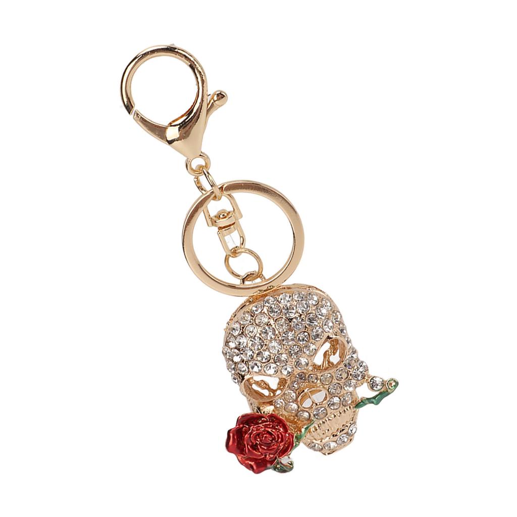 Skull Keychain Death   Flower Skull Car Keychain with Key Rings Hook Cool Keychain for Car Pendant Handbag Decor