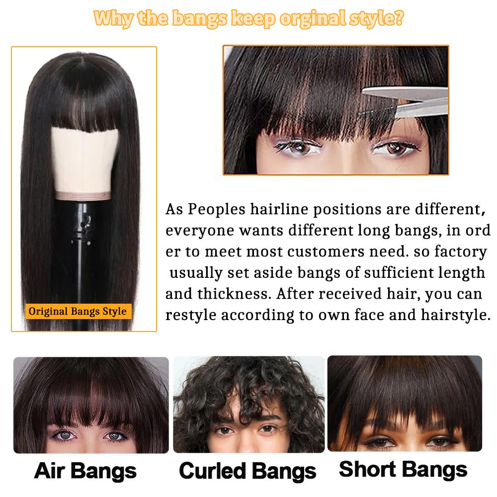 Natural Black Straight Synthetic Wigs For Women with Bangs 28Inch Daily Party Cosplay Wigs Heat Resistant Natural Hair Wig