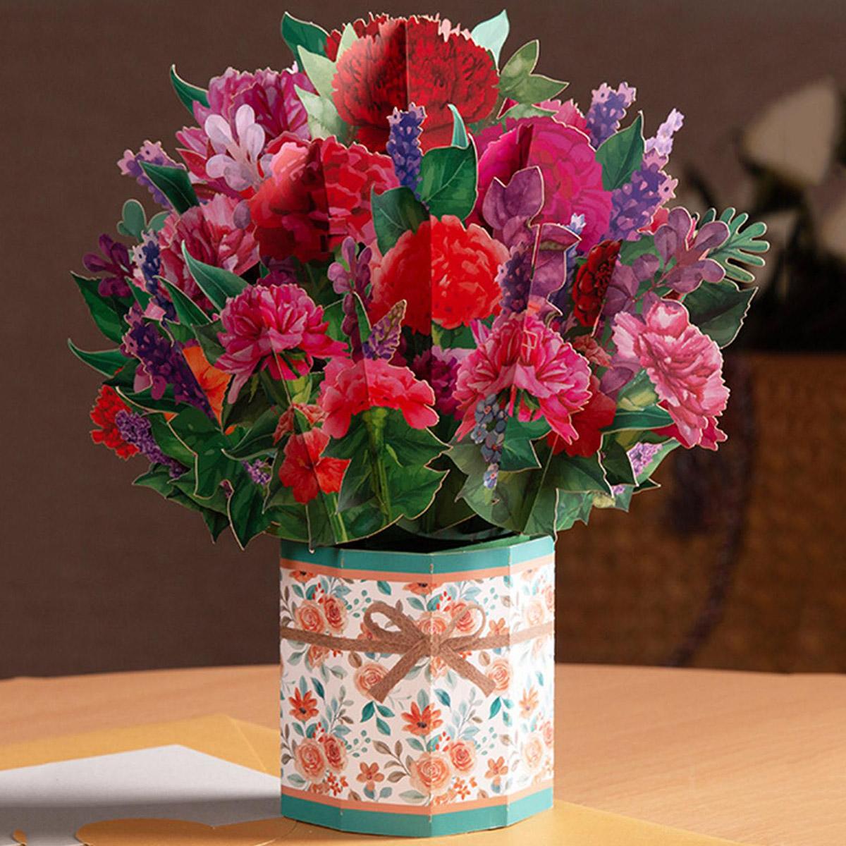 

1 шт., Красивая открытка с букетом цветов - Выразите искренние чувства в особенные дни, Уникальный подарок на день рождения, Открытка благодарности,