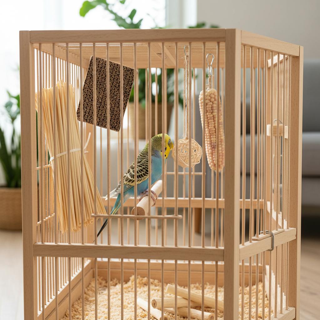 Parrot Chew Stick Natural Wood-Bird Toy with Edible Snack for Small Parrots Cage Decoration Stress Relief