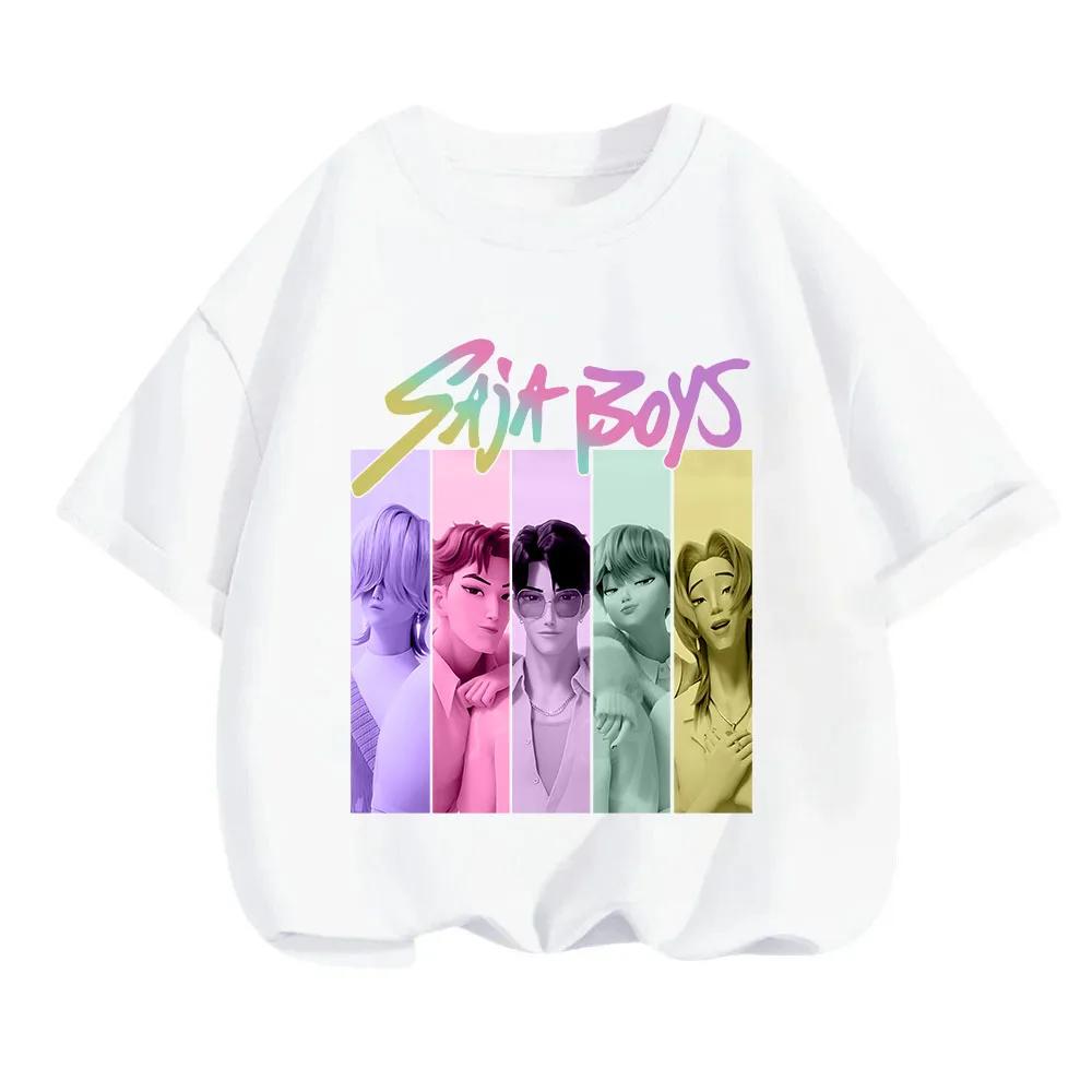 KPop Demon Hunters Children's T-shirt Cotton Korean Fashion Casual Round-neck Top Movie Cartoon Girl Boy Tshirt Kid Tees