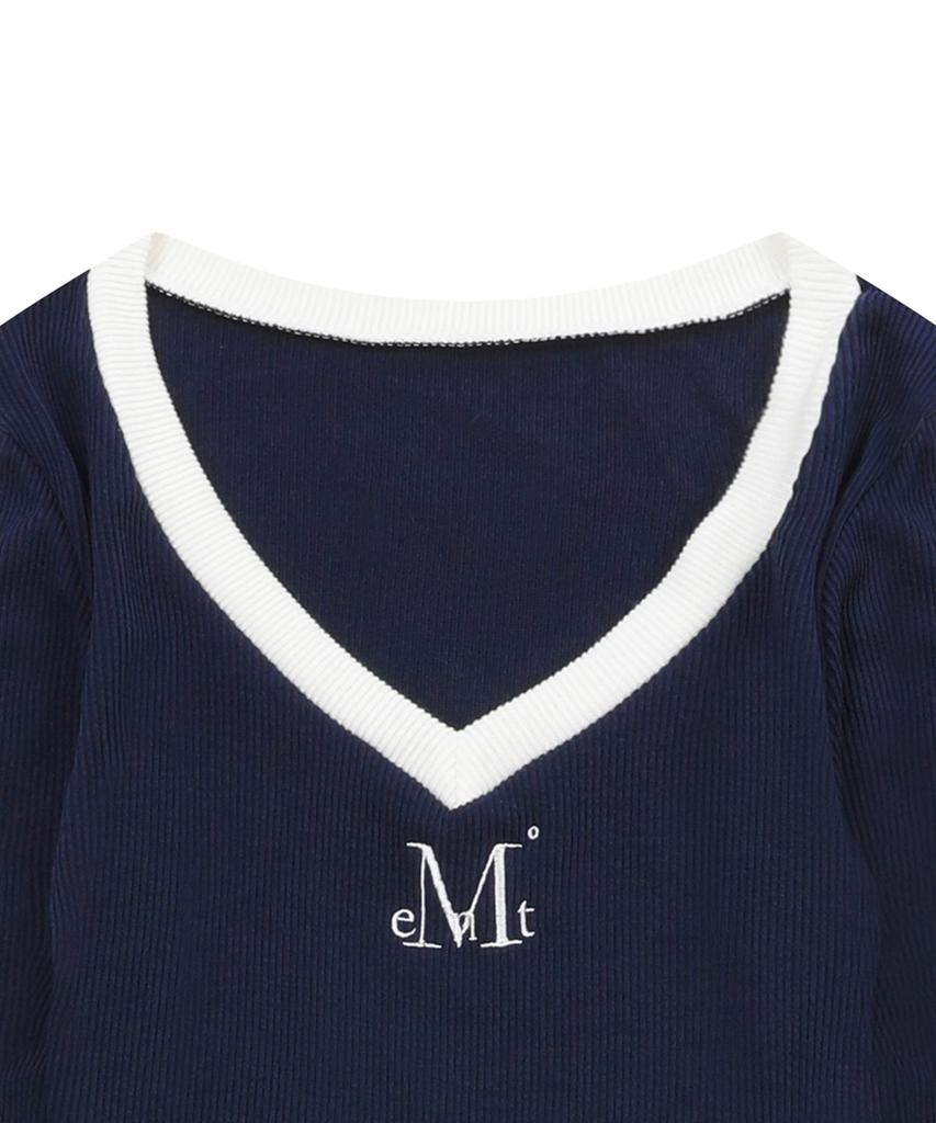 Mucent Binding Track Line V-Neck Ribbed Tee (3 Colors)