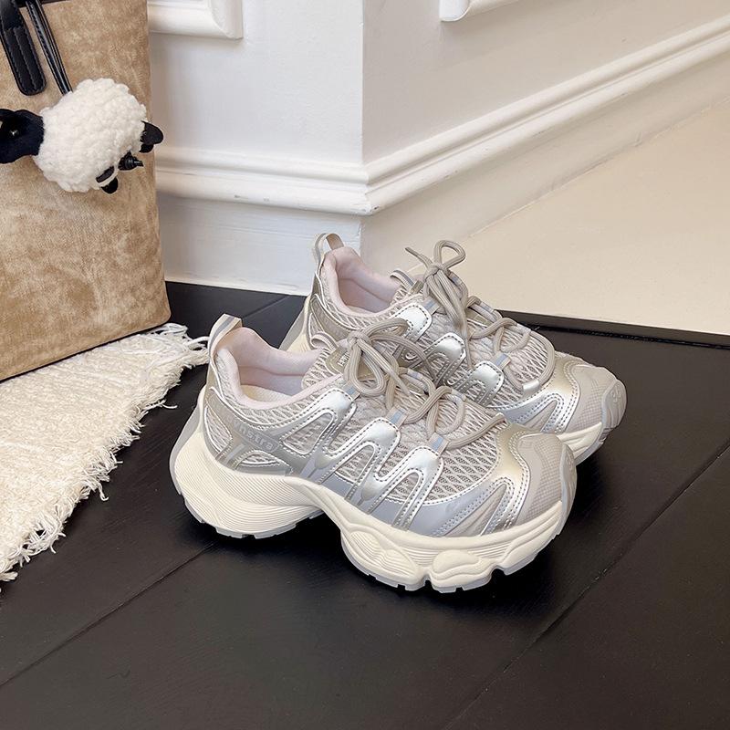 Mesh breathable trend thick-soled dad shoes women's 2025 summer new comfortable niche design street style sports shoes