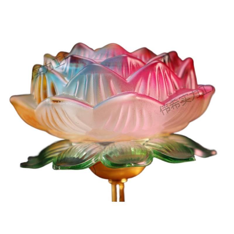 Lotus Lantern Copper Alloy Seven-Color Offering Lamps - Pair