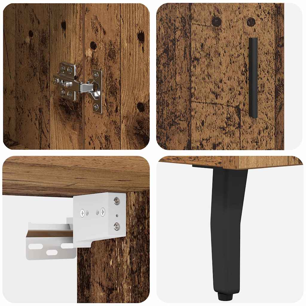 Highboard 2 pcs Reclaimed Wood Wood Based Material