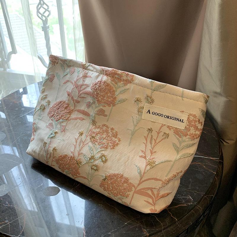 Ins Style Gentle Embossed Cosmetic Bag Portable Travel Storage Bag