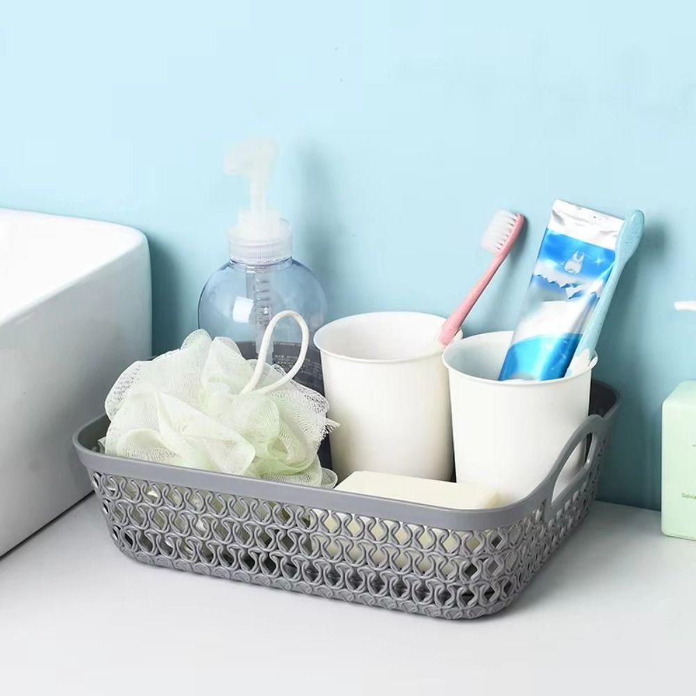 Multipurpose Storage Basket Hollowed Plastic Hollowed Plastic Storage Box Vented Simple Style Bathroom Storage Basket