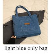 

Casual Literary Women s Denim Shoulder Bags Large Capacity Ladies Travel Shopping Bag Simple Female Girls Book Tote Handbags світло-синій колір
