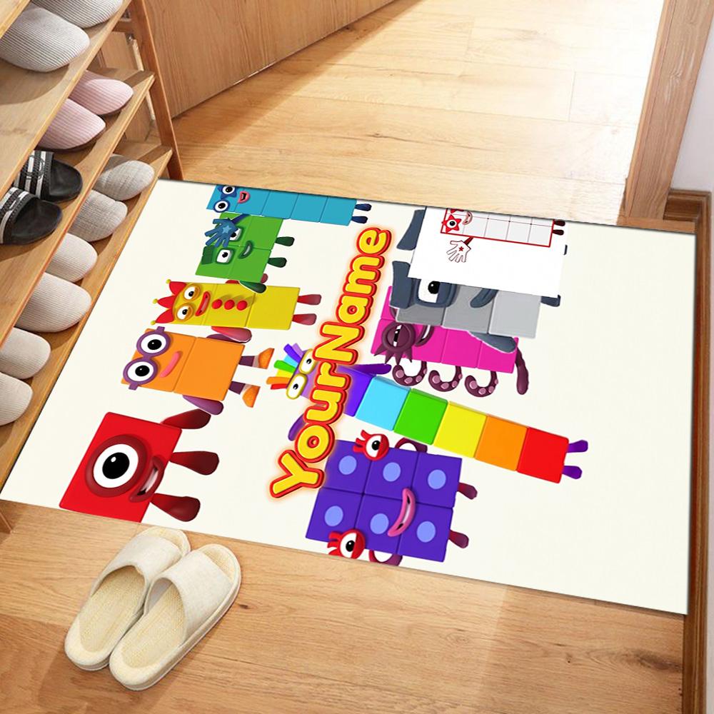 Numberblocks Personalized Name Floor Rug Office Rug Perfect for Playrooms Entryway Game Room Study room Antislip Carpet Anime Office Decor